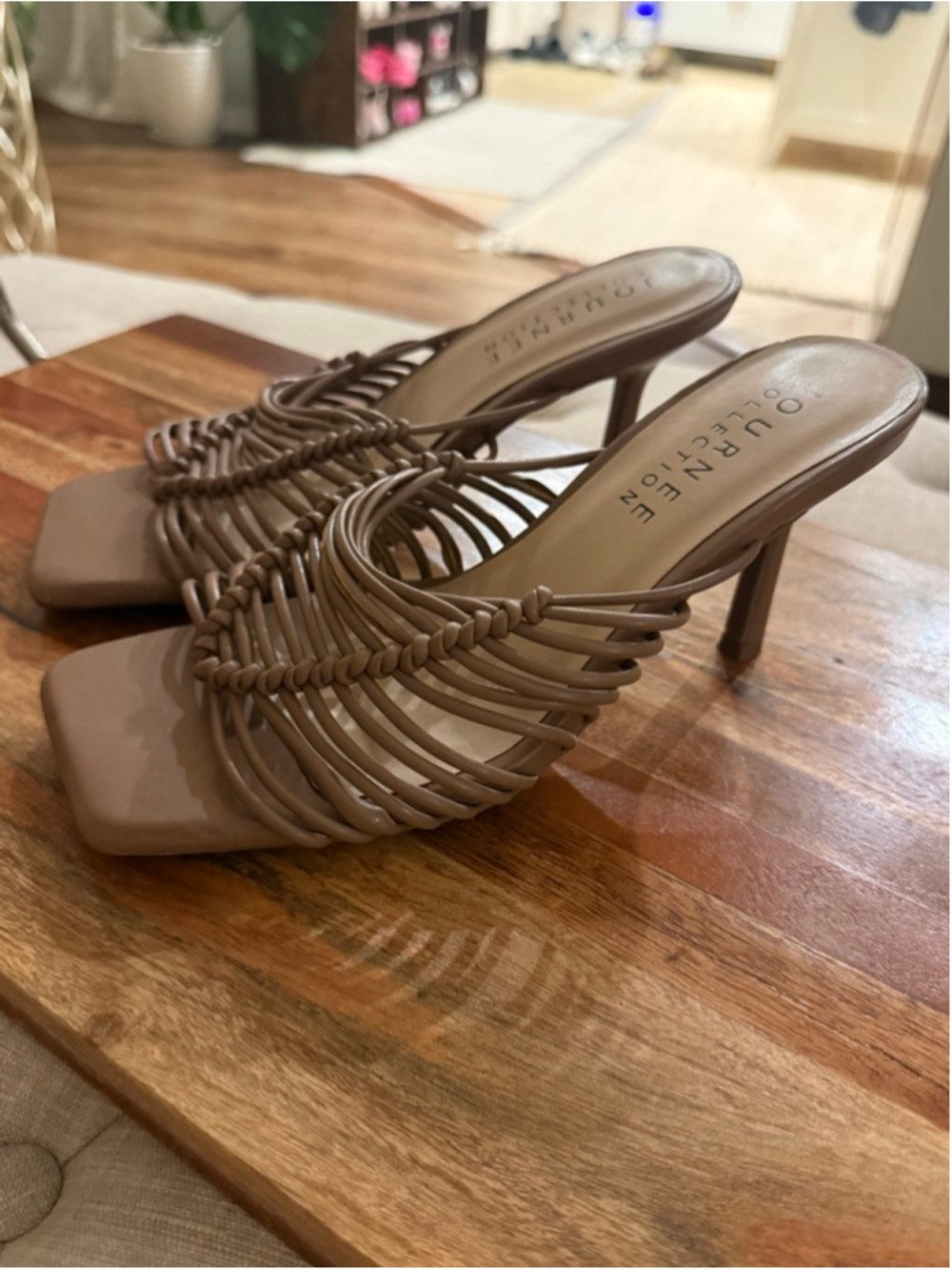 Women's Journee Collection Taupe Strappy Heels Size 7